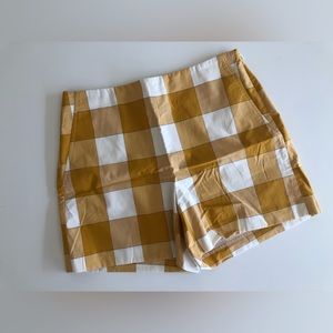 Ann Taylor mustard yellow and white checkered shorts - NWT!